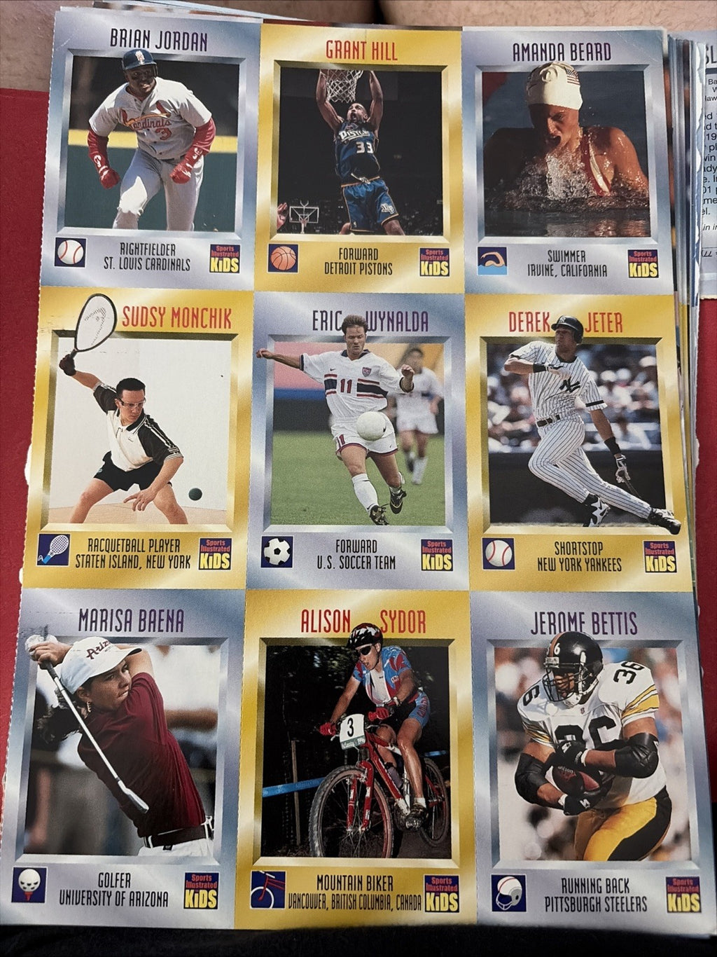 1997 Sports Illustrated for Kids Series 3 (6/97) Uncut Sheet Hill Jeter