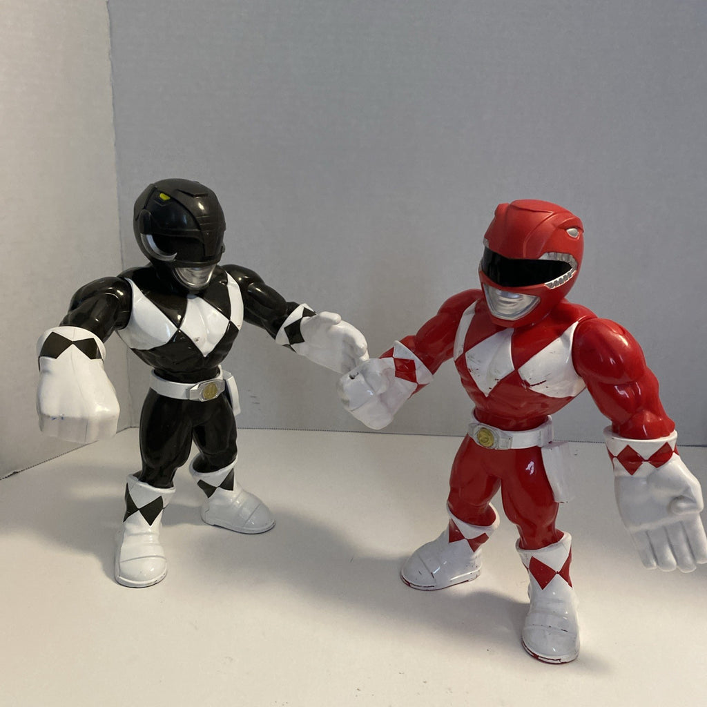 2 Power Rangers Heroes Mega Mighties Mighty Morphin 10" Black And Red Rangers