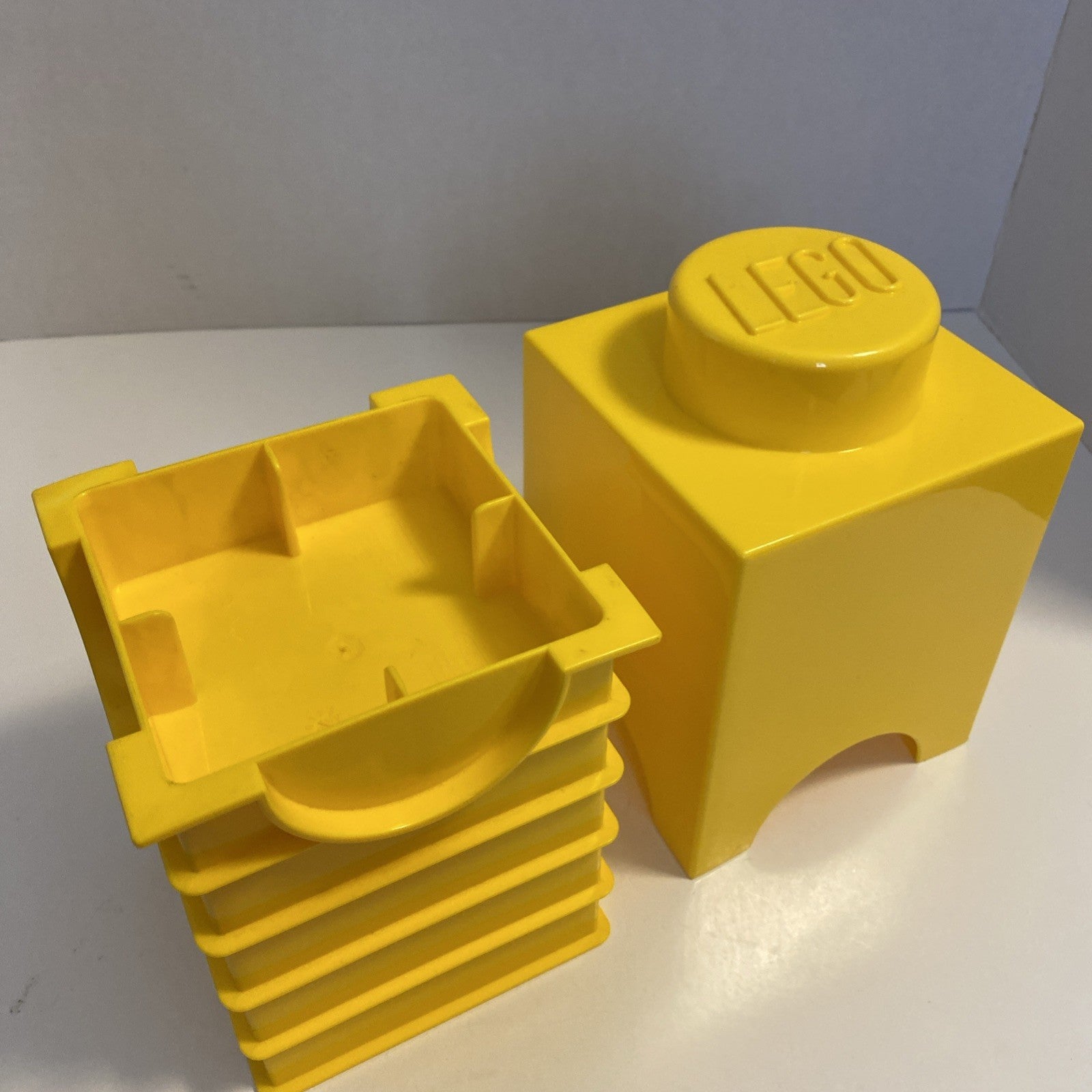 Lego Storage Container Yellow Stackable Brick. 1 X 1 Stud Size