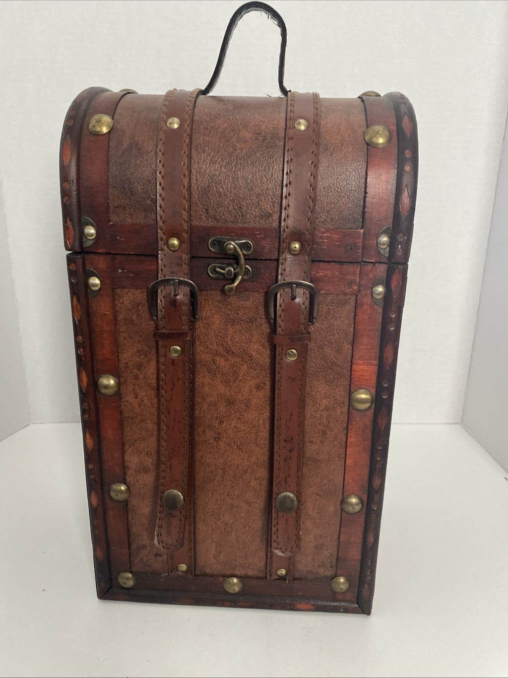 Twine Chateau Two Bottle Antique Style Wine Box Brown Home Decor