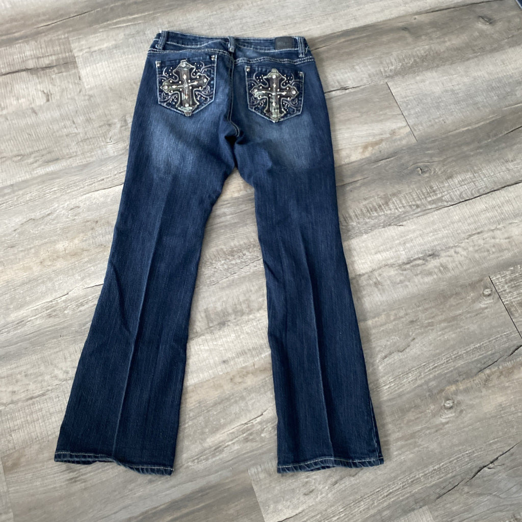 Love Nation Premium Denim Blue Jeans Embellished Pockets Women's 10
