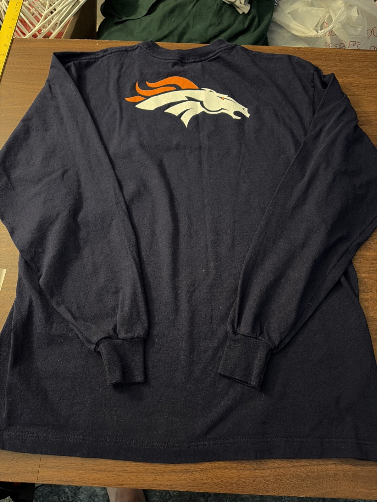 Reebok Men’s Large Nfl Denver Broncos Long Sleeve T-Shirt Dark Blue