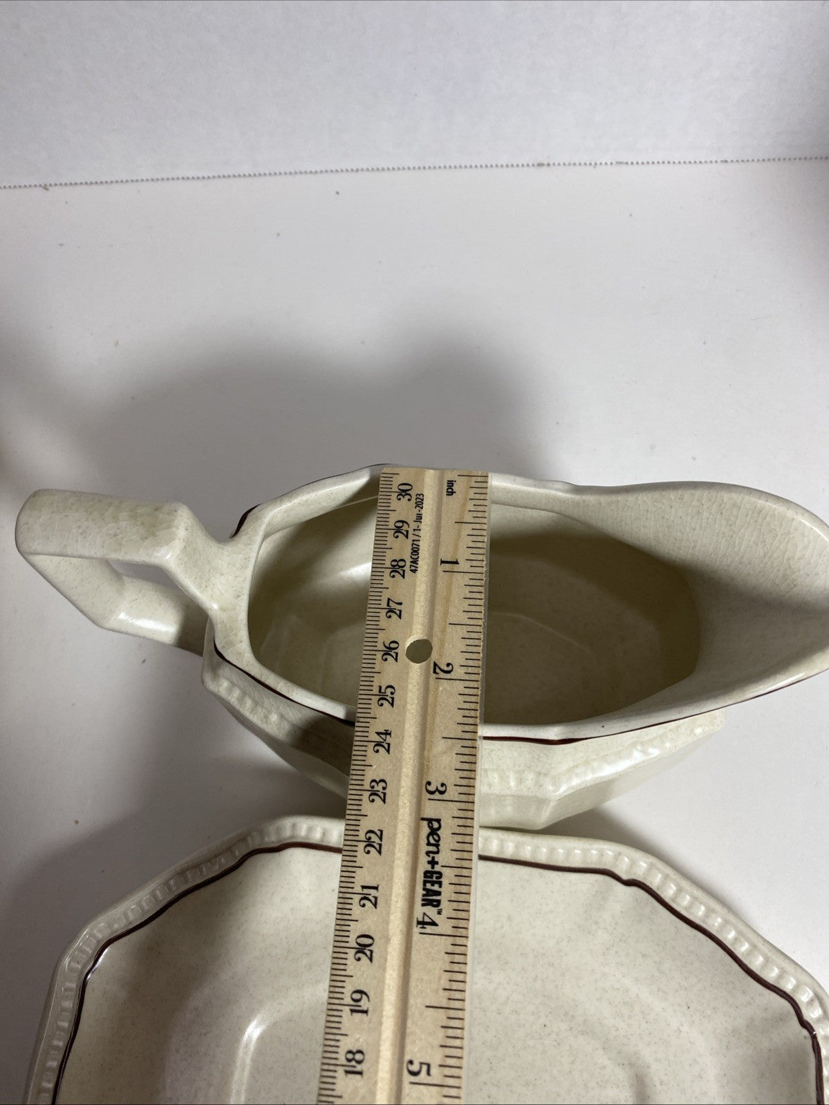 Vintage Kensington Staffordshire Ironstone~Gravy Boat w/ Underplate~"Canterbury"