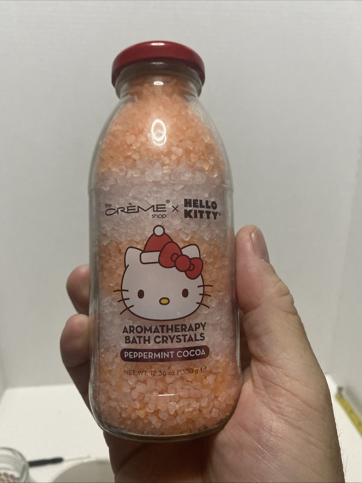 The crème Shop Hello Kitty aromatherapy bath crystals peppermint cocoa 12.36 Oz