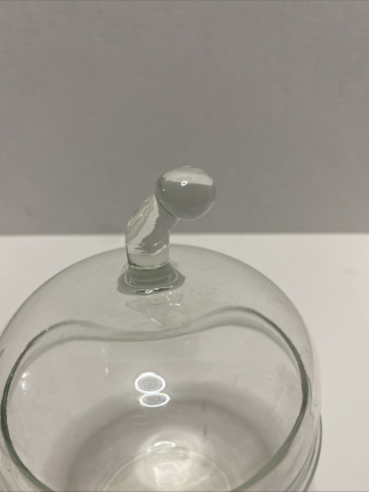 Clear Glass Apple Shaped Lidded Cookie Jar
