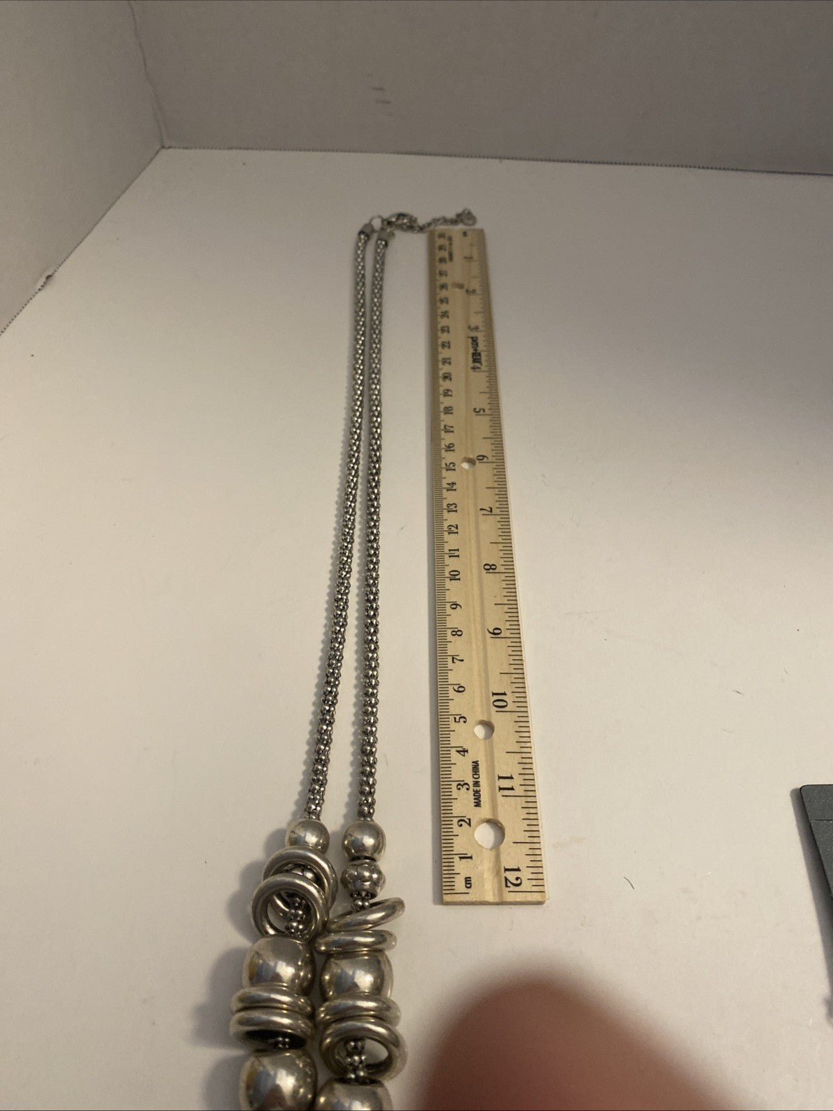 C1946 Clear Crystal Pendant Silver Tone Long Necklace