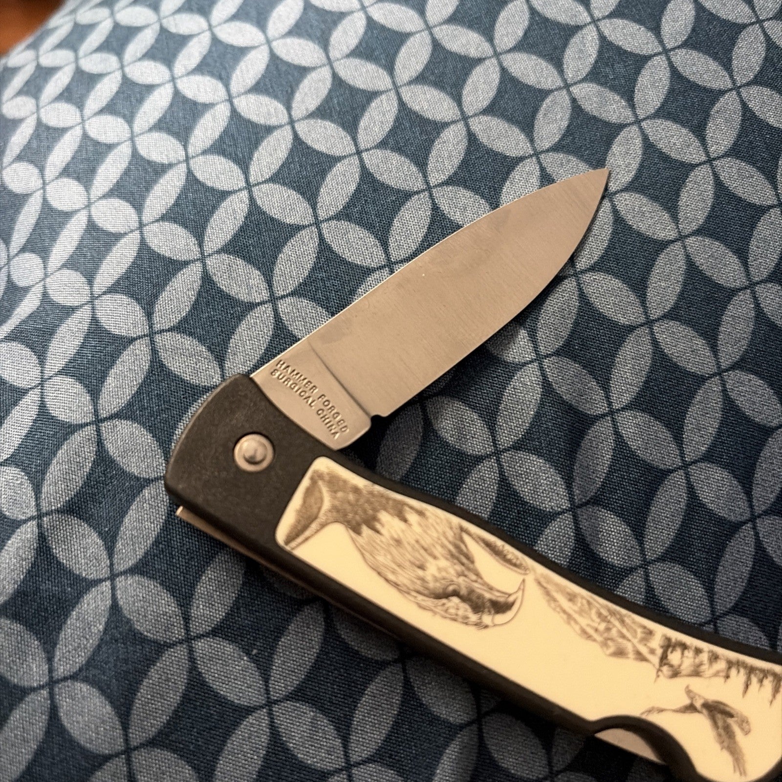 Vintage S&W Smith & Wesson BALD EAGLE Scrimshaw Knife Layden Essex