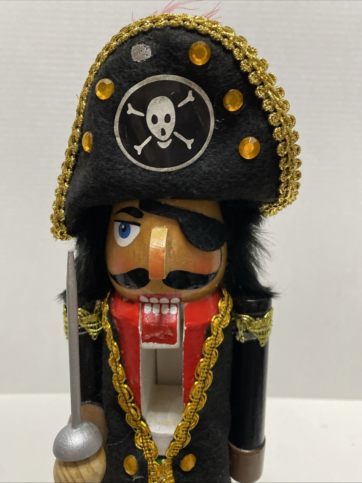 Vintage Christmas Pirate Nutcracker 14"l Limited Edition 2010 Hook Sword Peg Leg