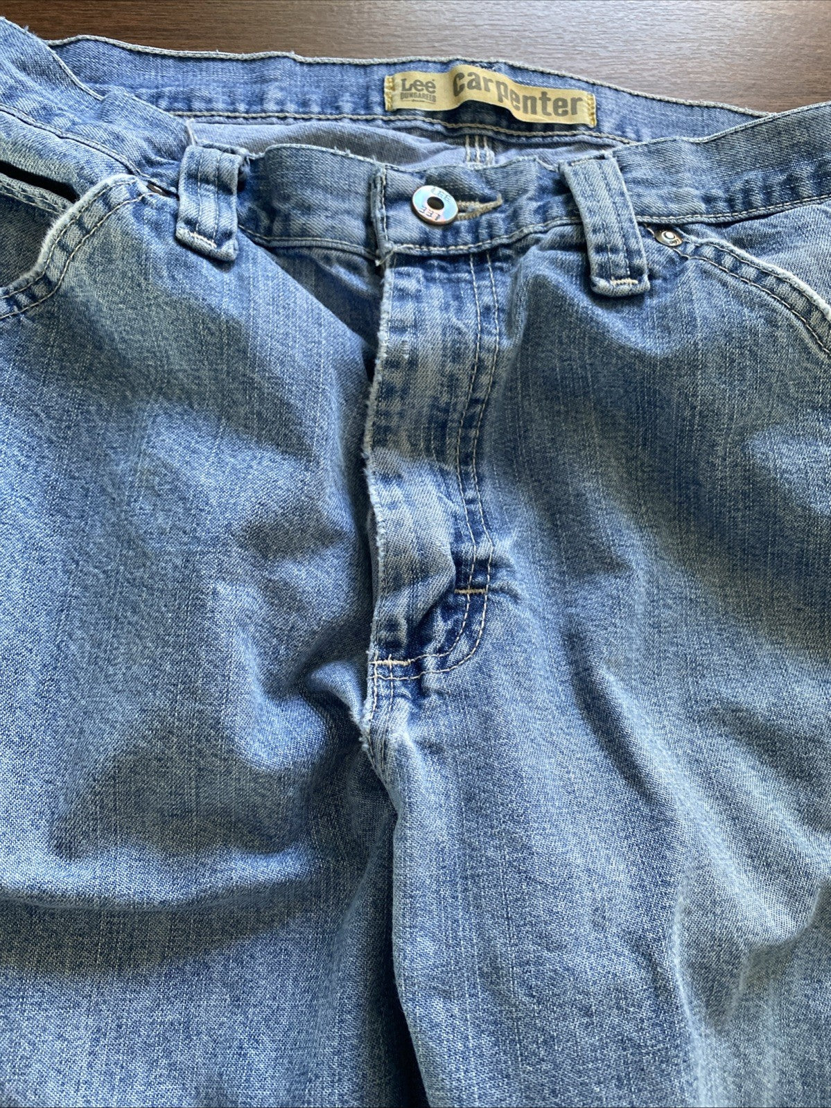 Lee Dungarees Carpenter Jeans Mens 33x32 Blue Denim Workwear Utility Distressed