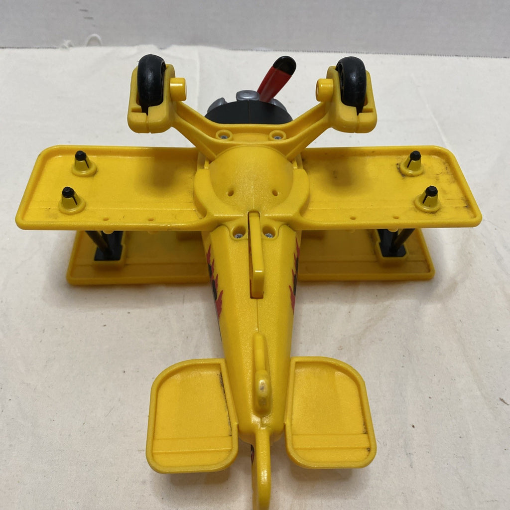 2006 Fisher Price Imaginext 8.5” Yellow BiPlane- Propeller Spins