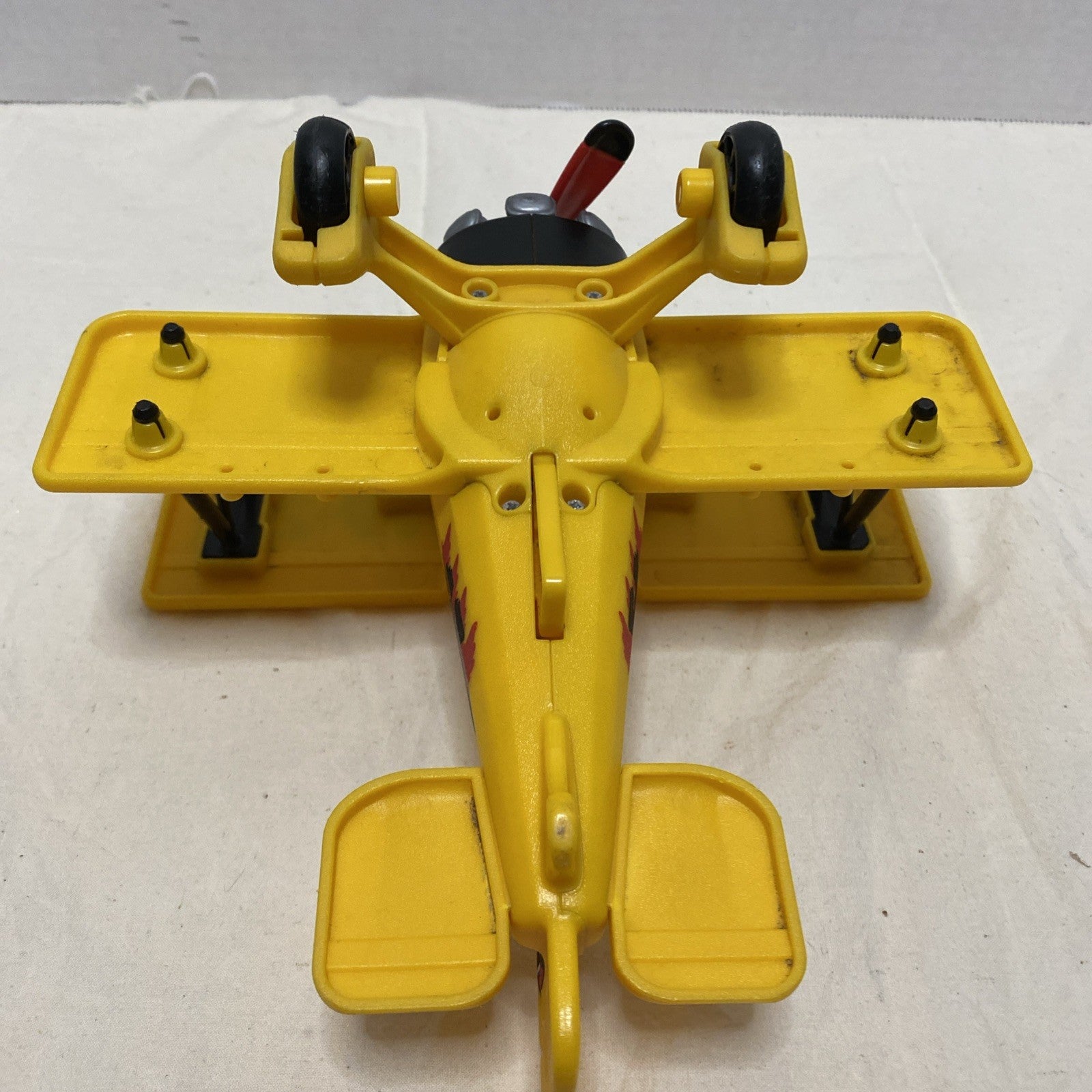2006 Fisher Price Imaginext 8.5” Yellow BiPlane- Propeller Spins
