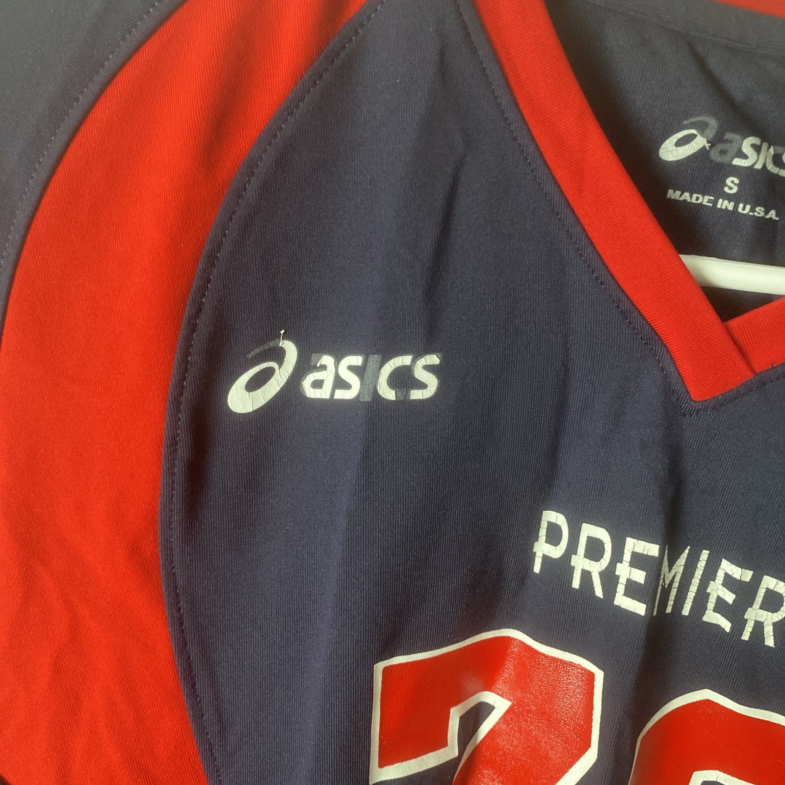 ASICS Womens Long Sleeve Volleyball Jersey | Blue/Red  Size Small