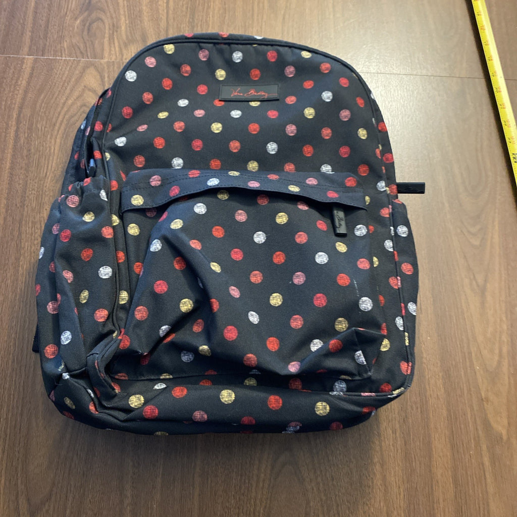 Vera Bradley Black Bookbag Backpack Diaper Bag Baby Bag Havana Spots Polka Dot