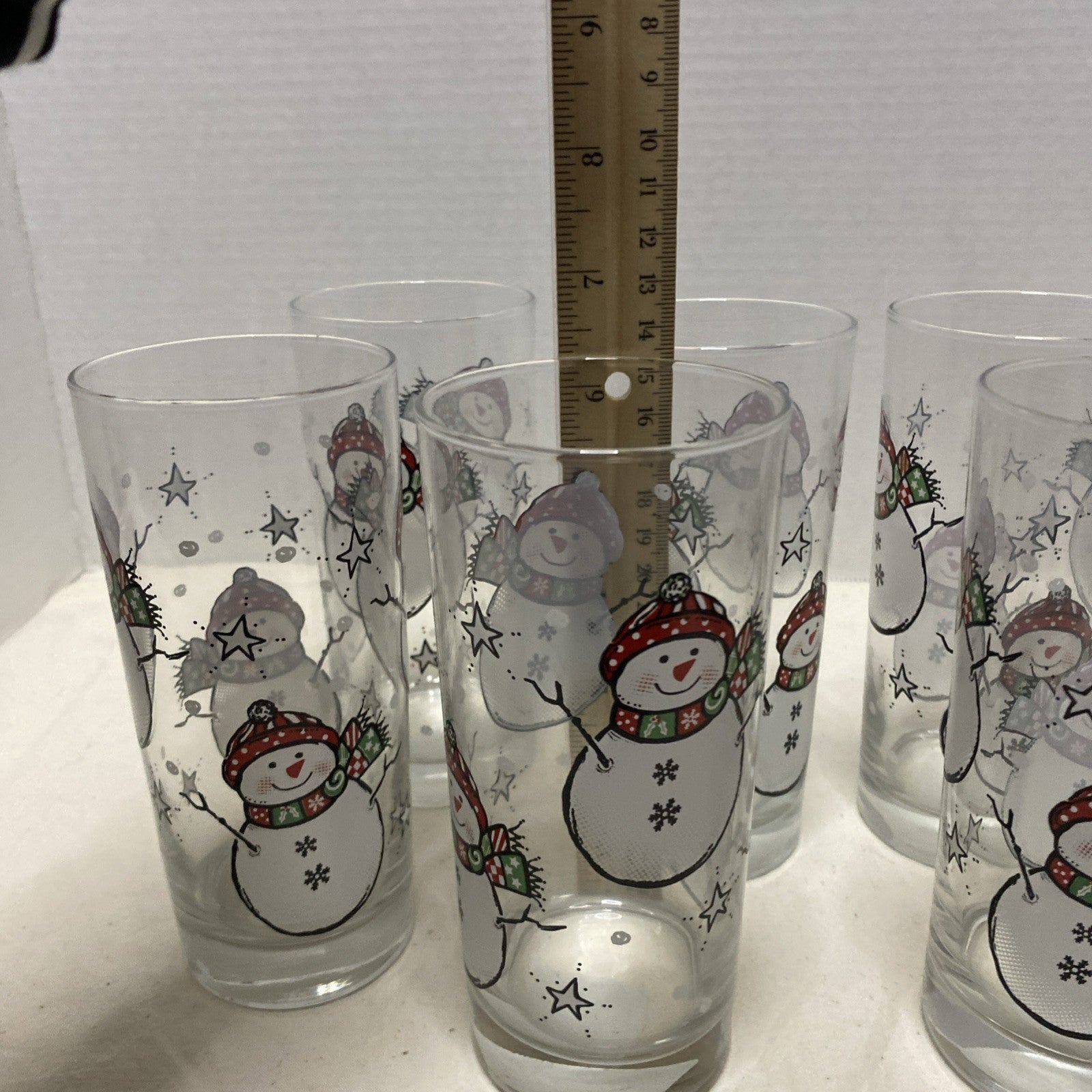 Vintage LIBBEY SNOWMAN GLASSES - Lot Of 6