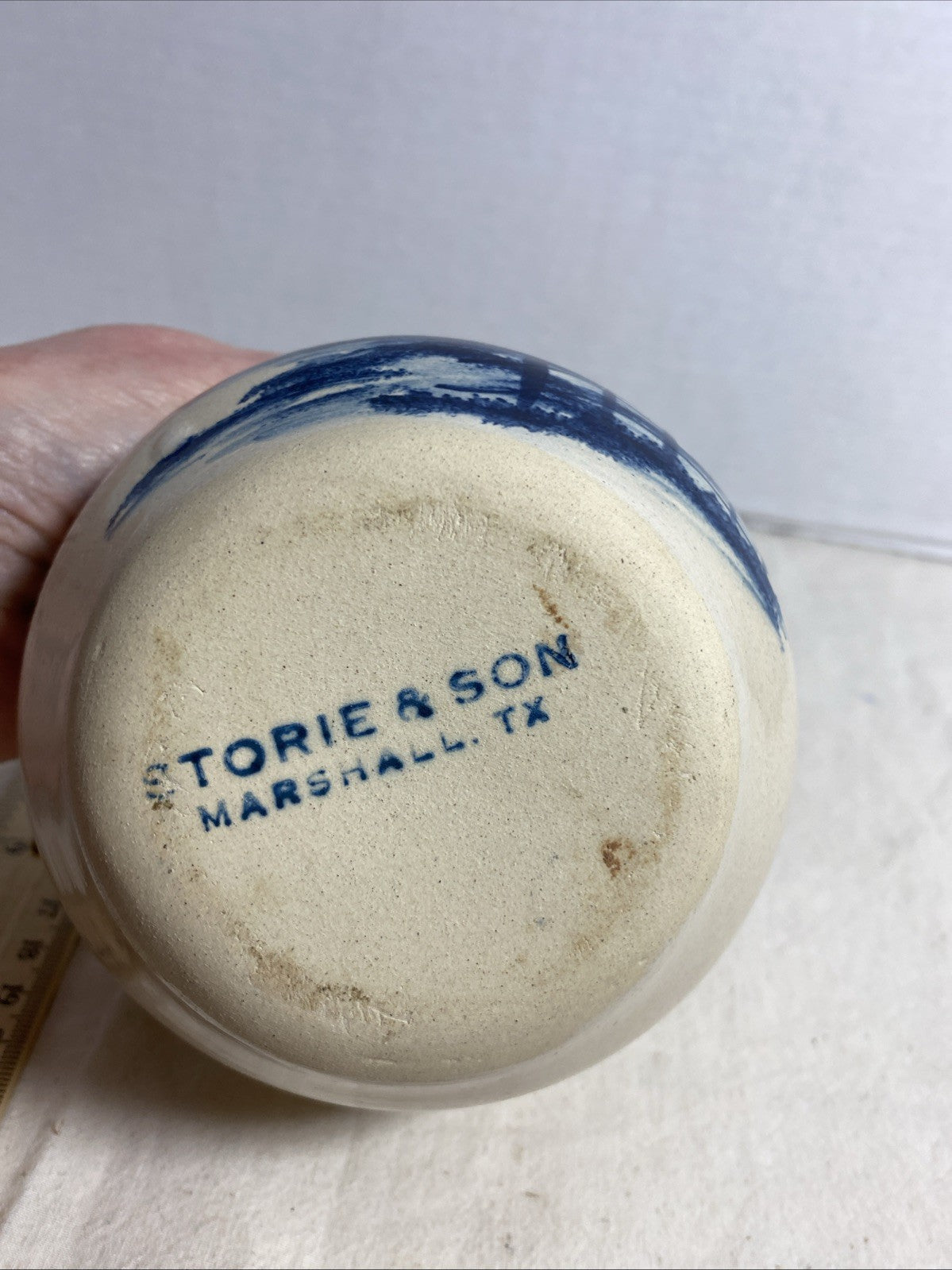 Paul Storie Pottery ~ Crock 7" ~ Blue Country Barn