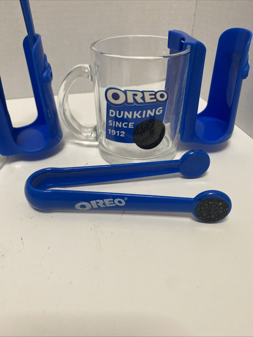 USED GOOD- Set of 2 Oreo Dunking Mug Glass Sets With Tongs