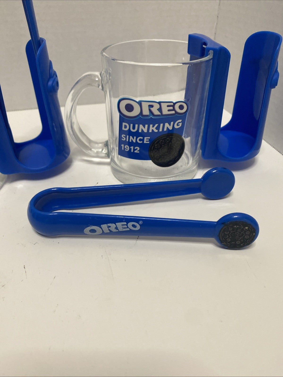 USED GOOD- Set of 2 Oreo Dunking Mug Glass Sets With Tongs
