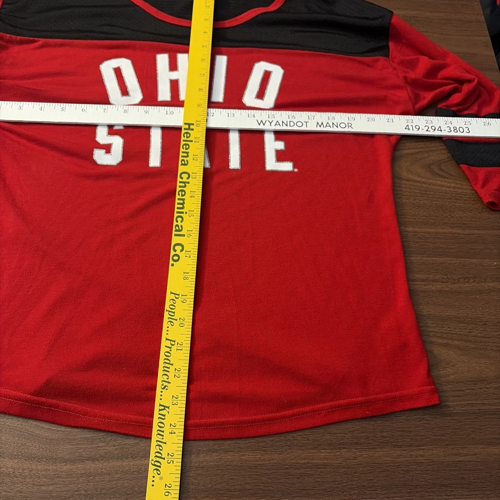 The Ohio State University Buckeyes Three-Quarter Sleeve Mesh Shoulder Shirt