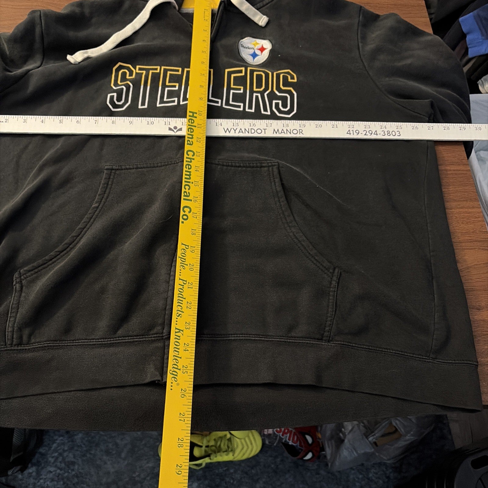 NFL Pittsburgh Steelers Zip Up Hoodie Sweatshirt Long Sleeve Black 2XL