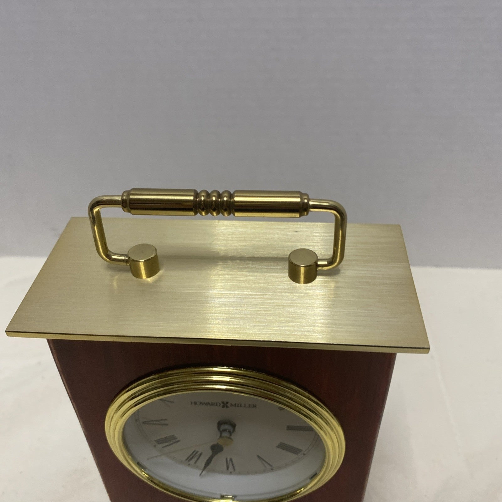 Howard Miller Wooden Carriage Desk Mantel Clock Brass and Rosewood Wood Mantle