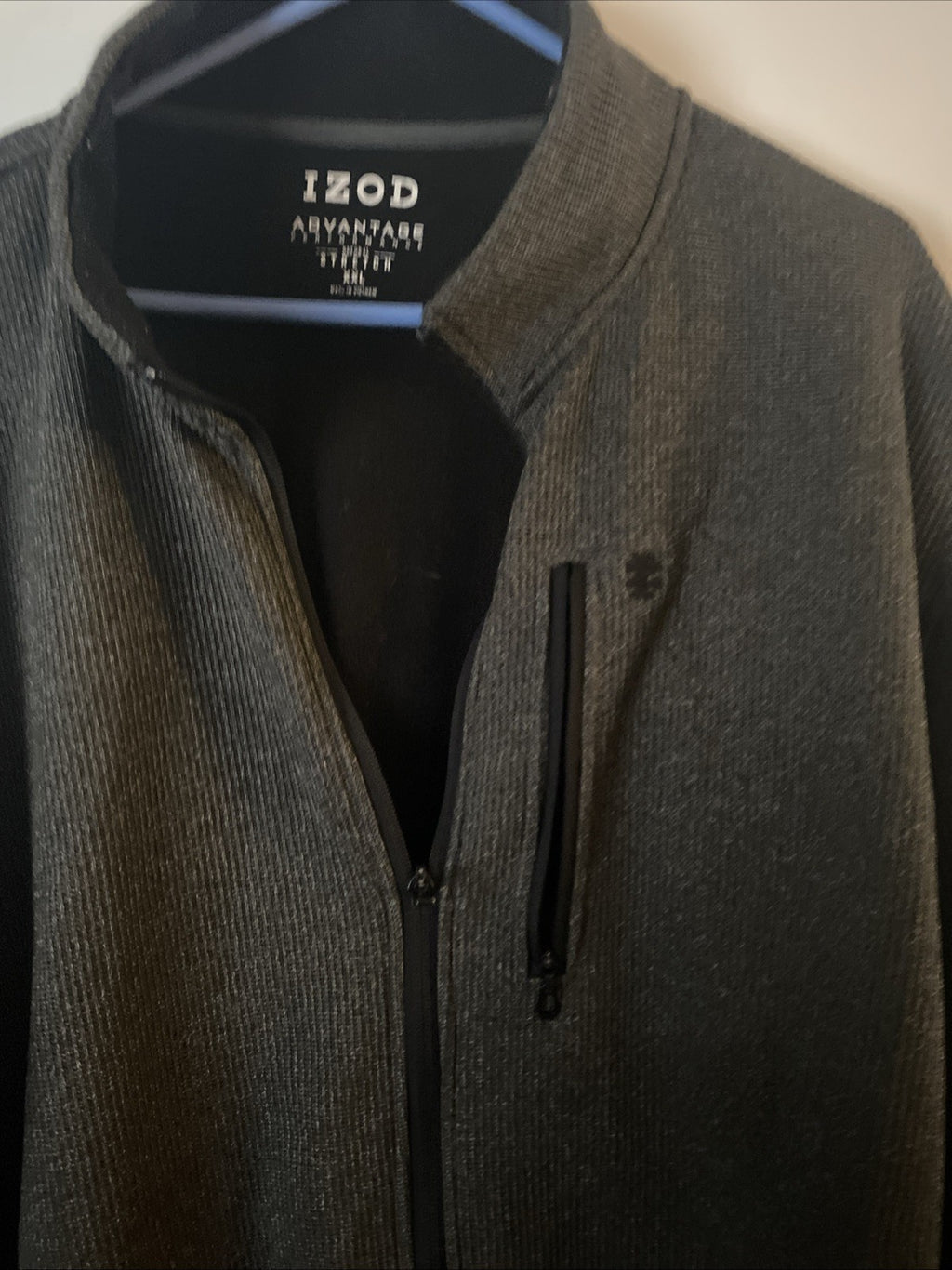 IZOD Advantage Performance Natural Stretch 2XL Full Zip Sweatshirt Jacket Gray