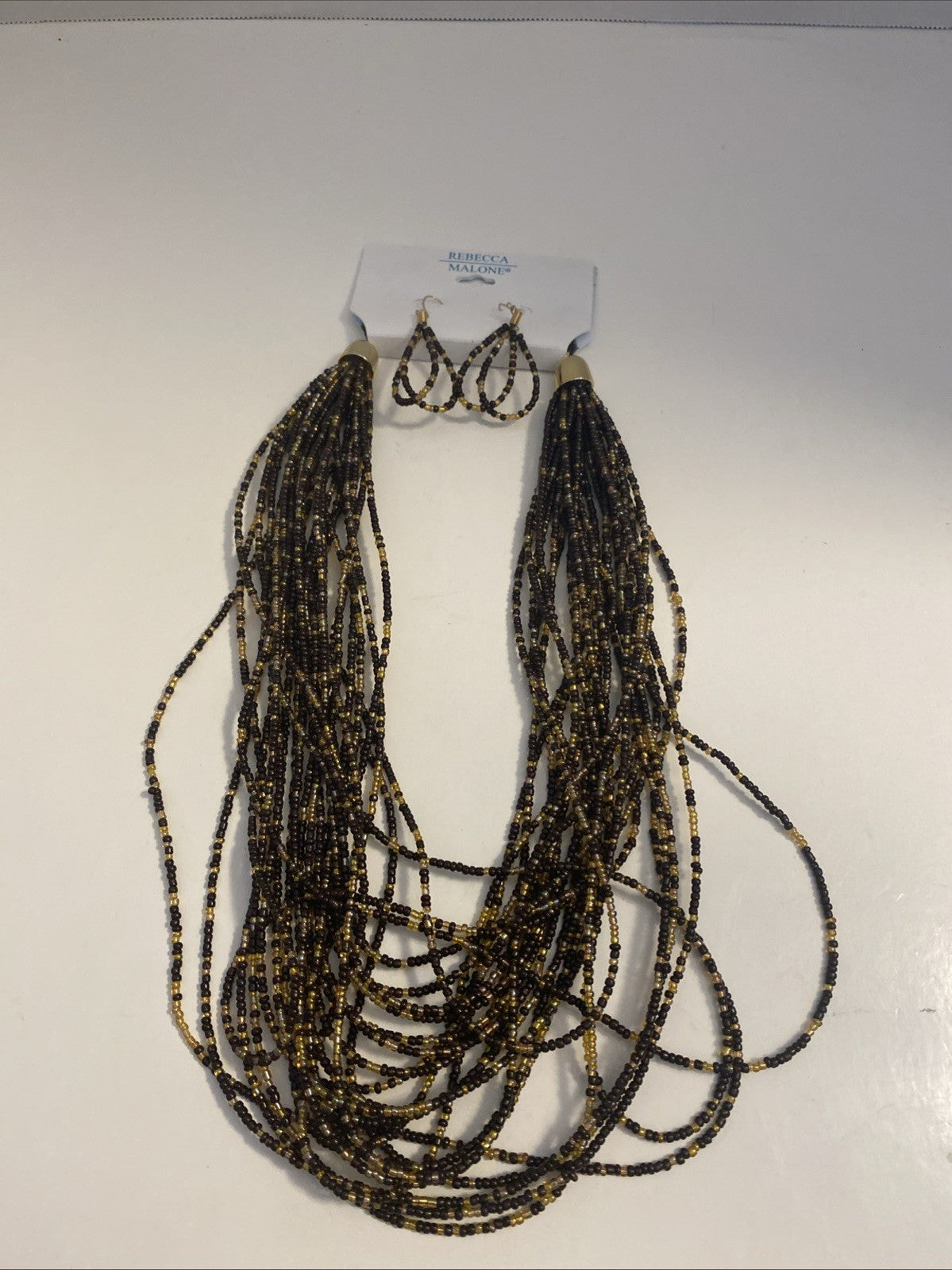 NWT Rebecca Malone 13 Strand Multi Colored Beaded Necklace earring set