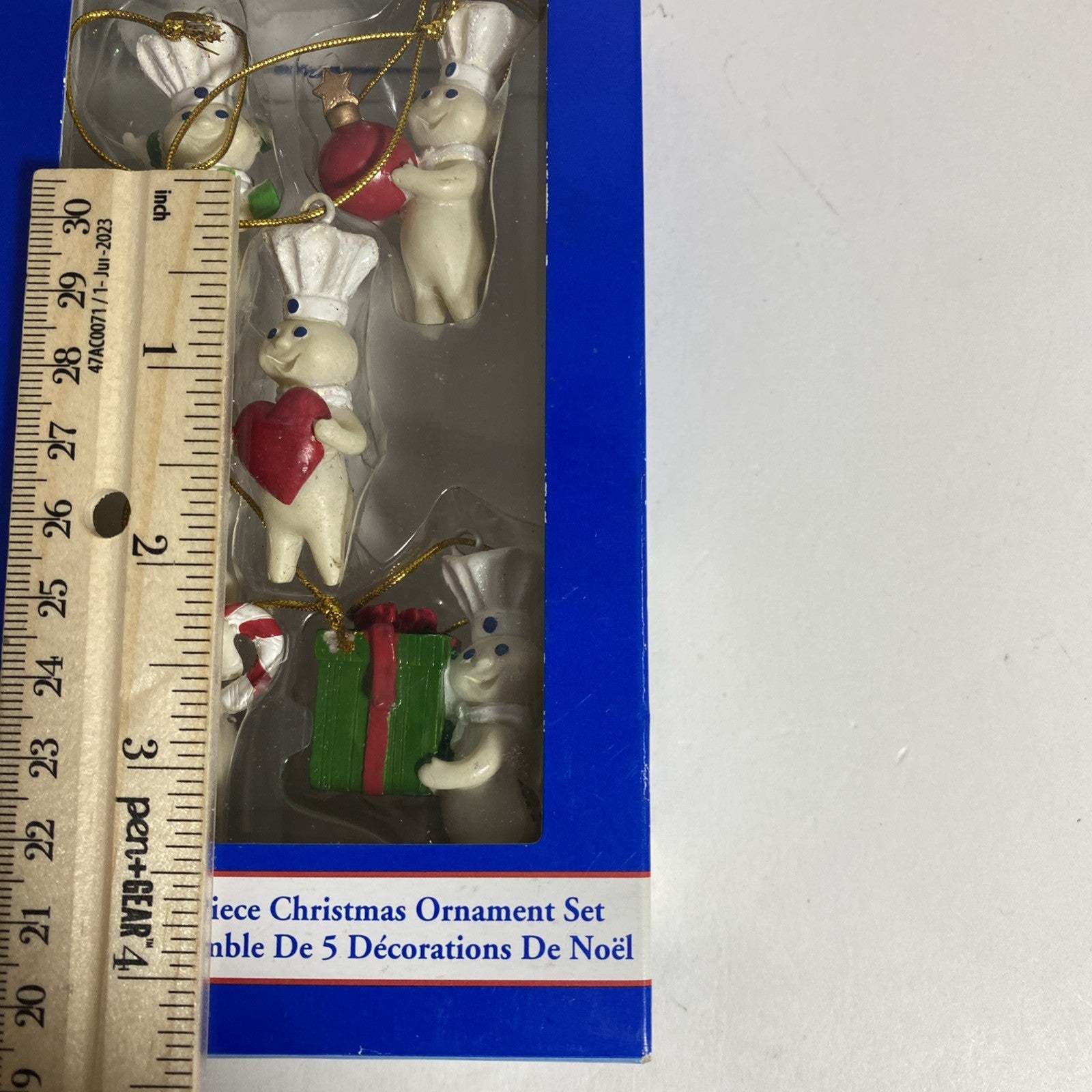 Set Of 5 Mini Pillsbury Doughboy Christmas Ornaments In Box Vintage