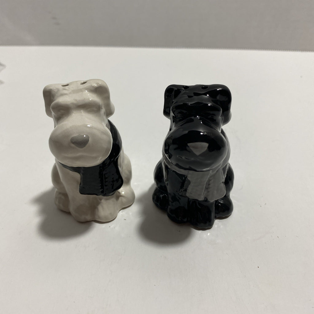 Black and White Scottish Terriers with Scarves Ceramic Salt and Pepper Shakers