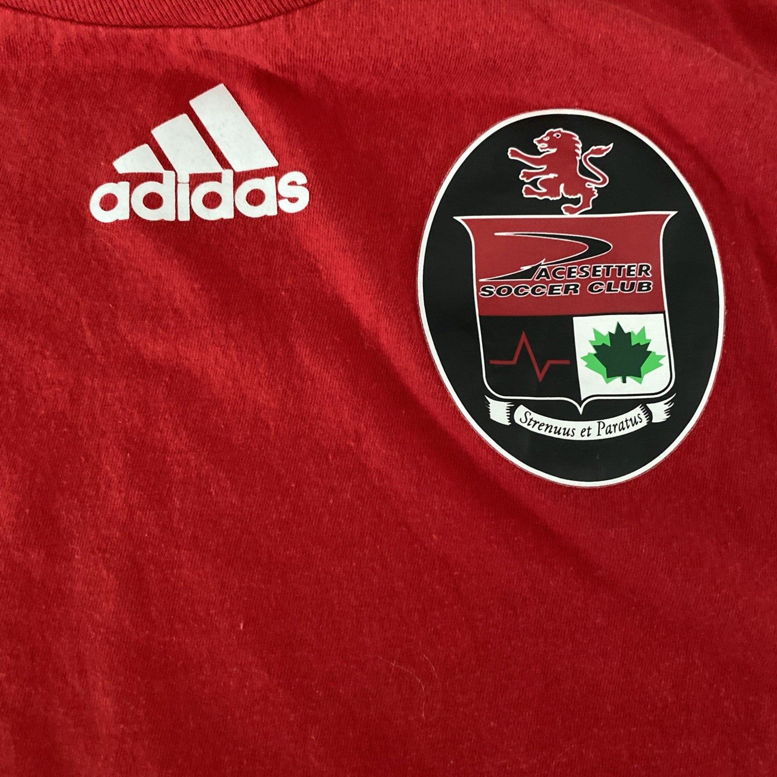 Adidas extra large pacesetter soccer club short sleeve T-shirt red