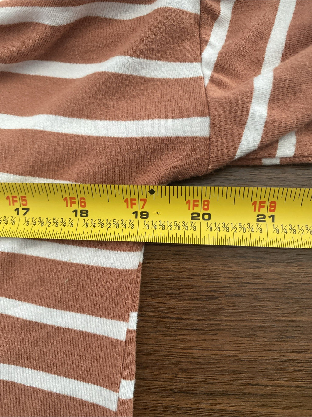 Old Navy women’s extra small long sleeve cotton tan and white striped shirt