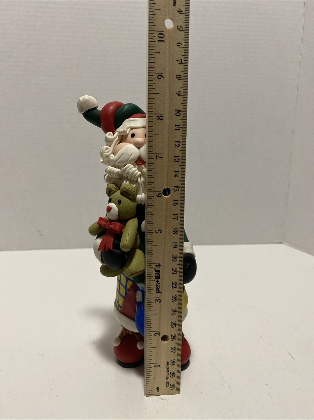 Christmas SANTA Clay  Figurine 12" Vintage 1980's