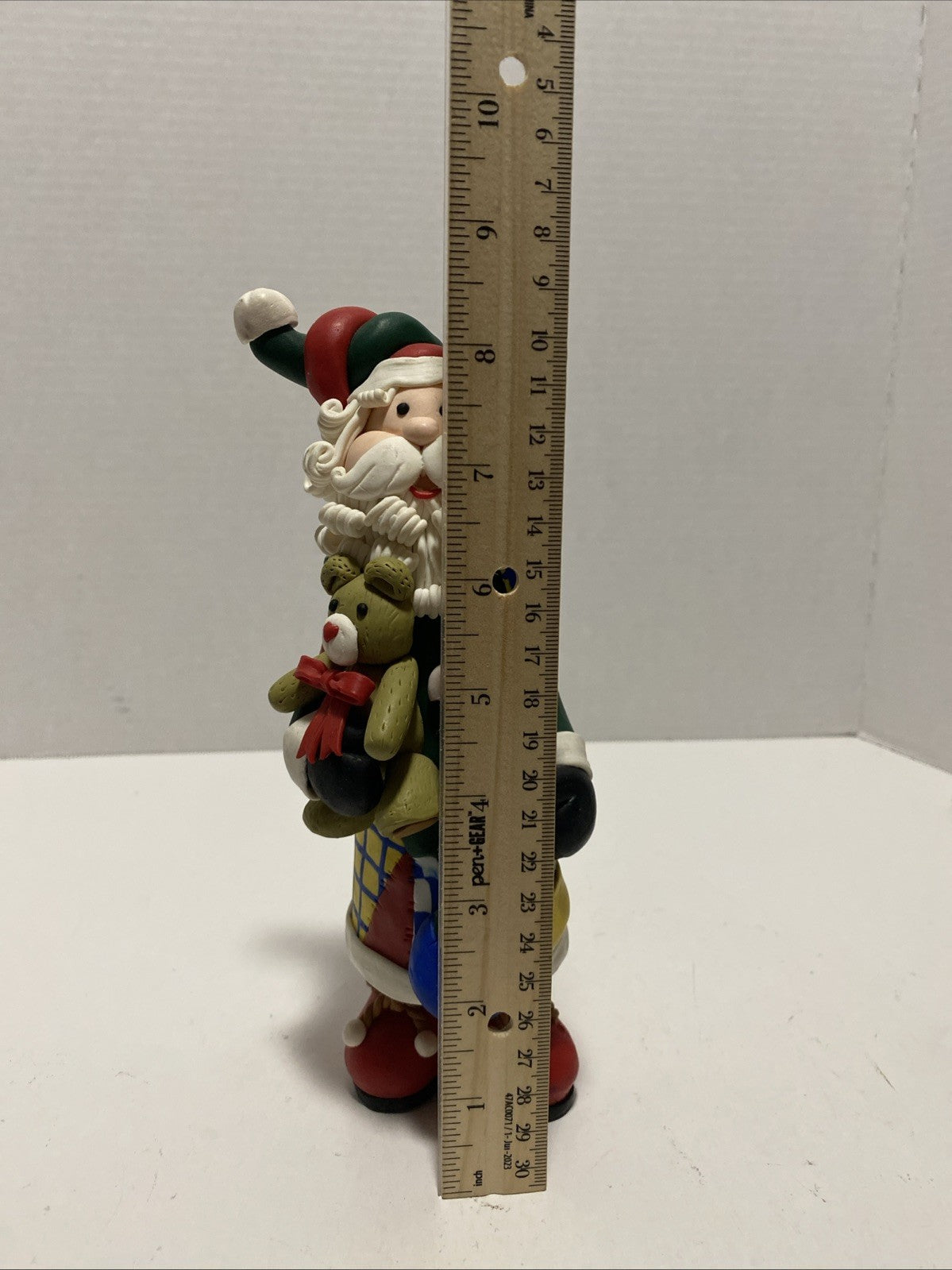 Christmas SANTA Clay  Figurine 12" Vintage 1980's