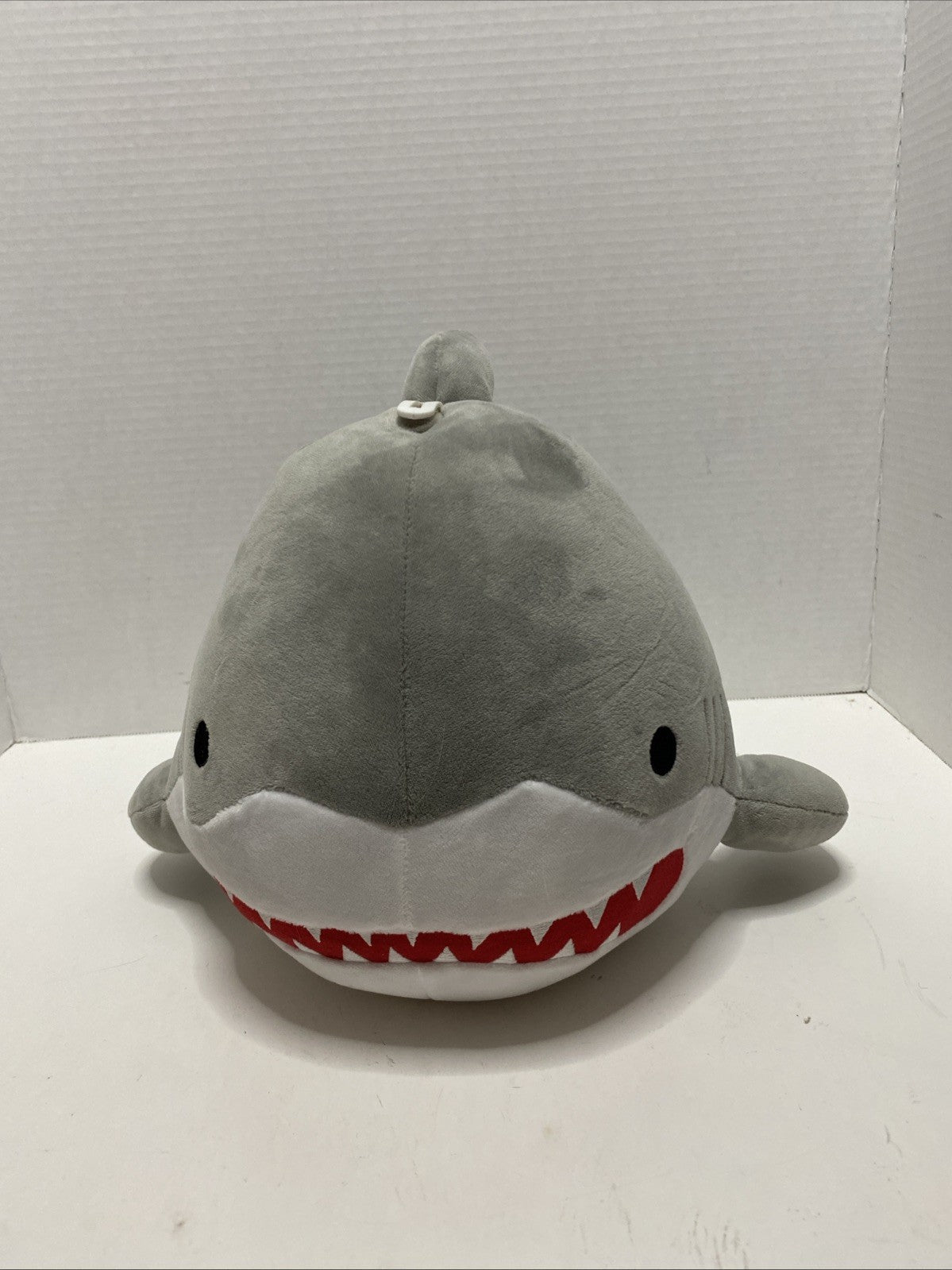 SHARK JUMBO PLUSH PIGGY BANK With Stopper Soft Gray Great Condition