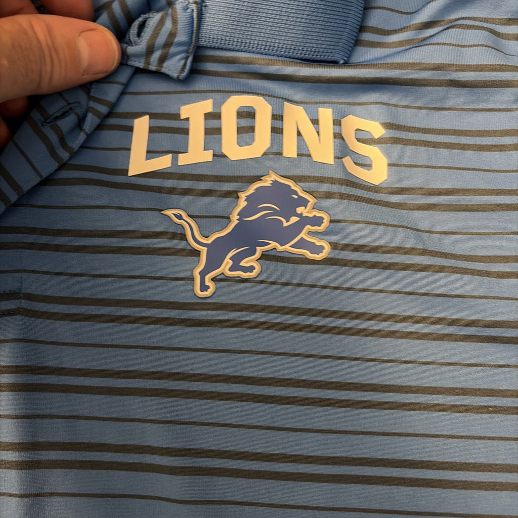 NFL TEAM APPAREL TX3 COOL DETROIT LIONS BLUE PERFORMANCE GOLF POLO SHIRT SIZE L