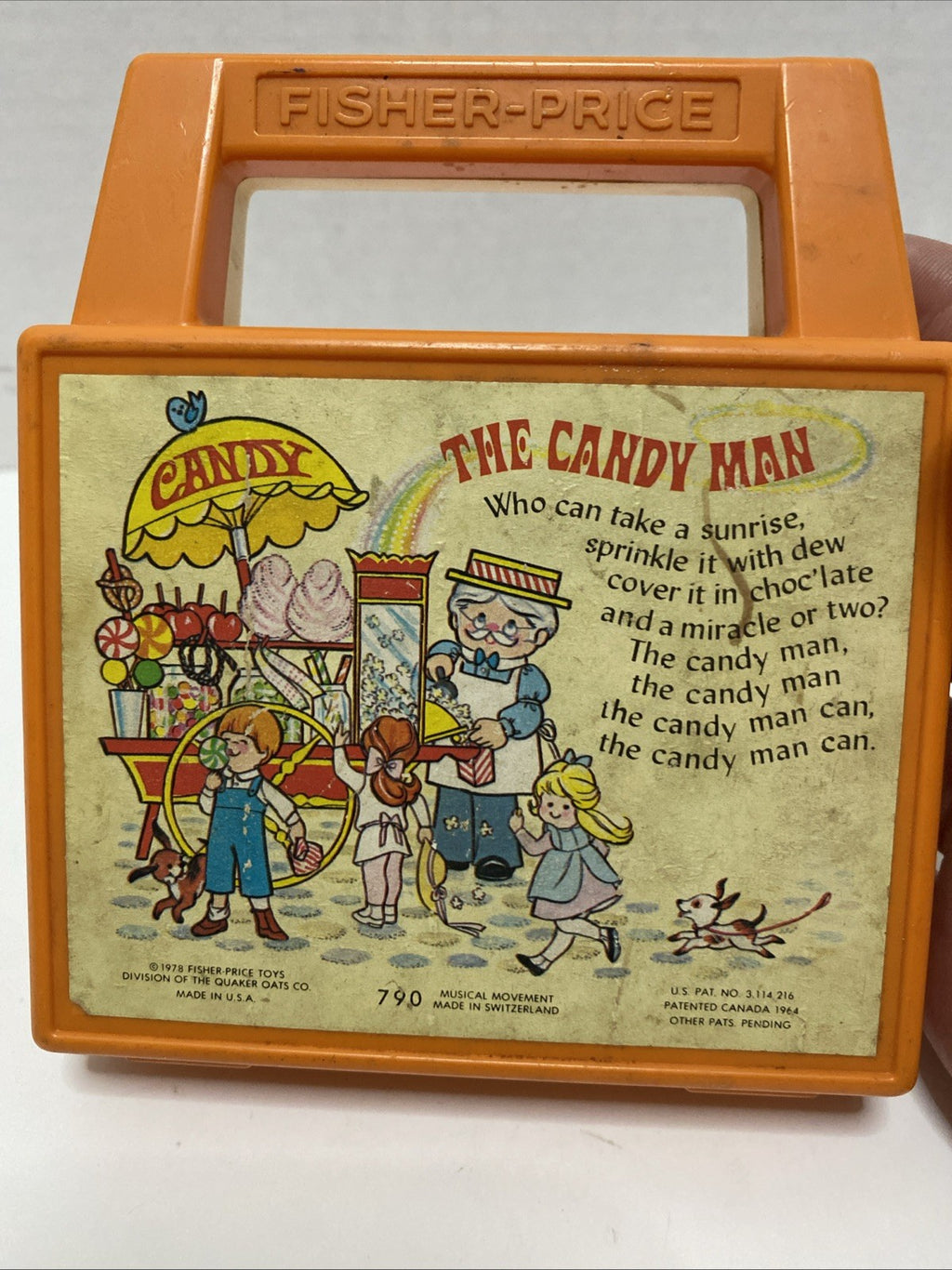 1978 Vtg Fisher Price Wind Up Music Box Radio Orange Works