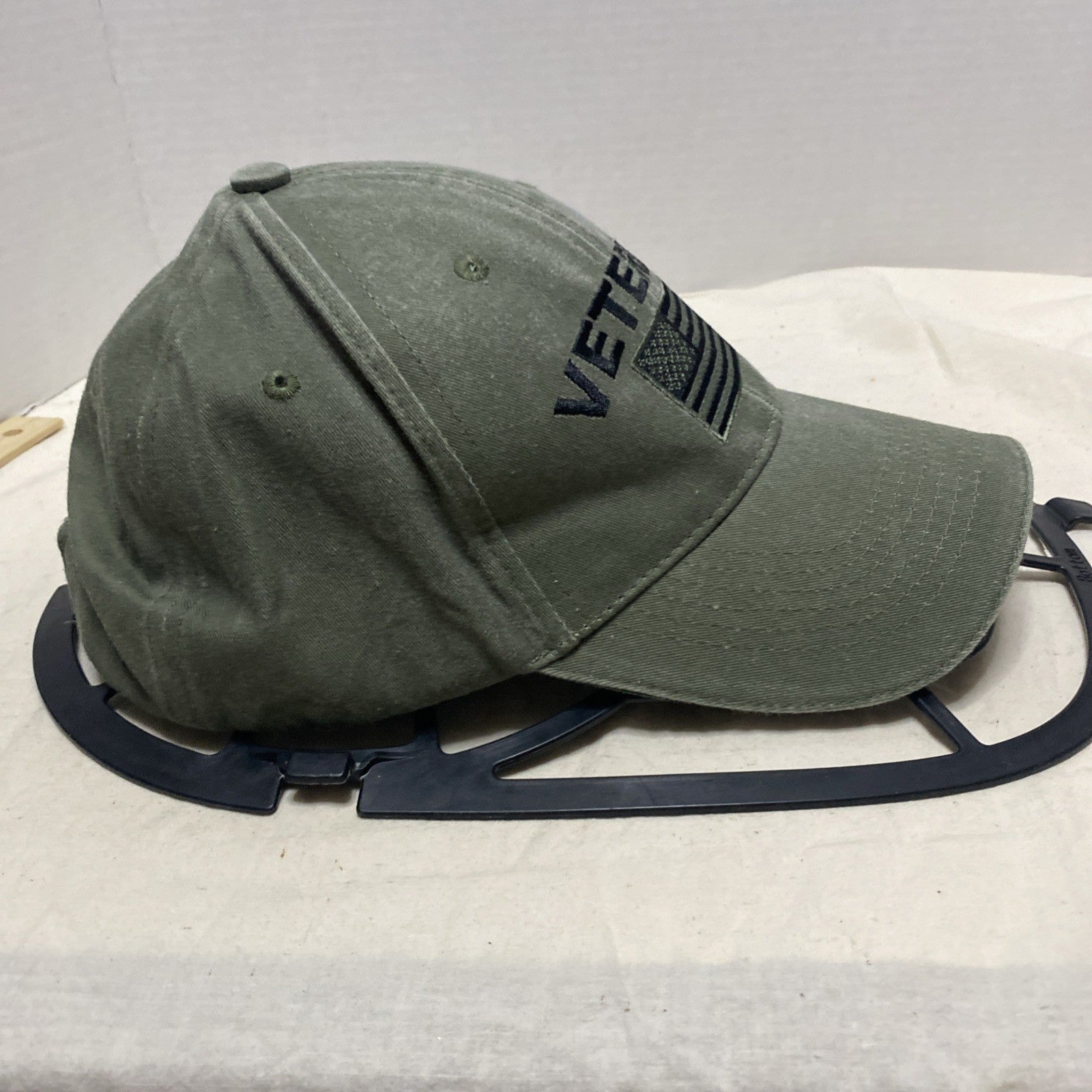 Military Veteran Vet Hat Cap Strap Back Green American Flag Army Mens
