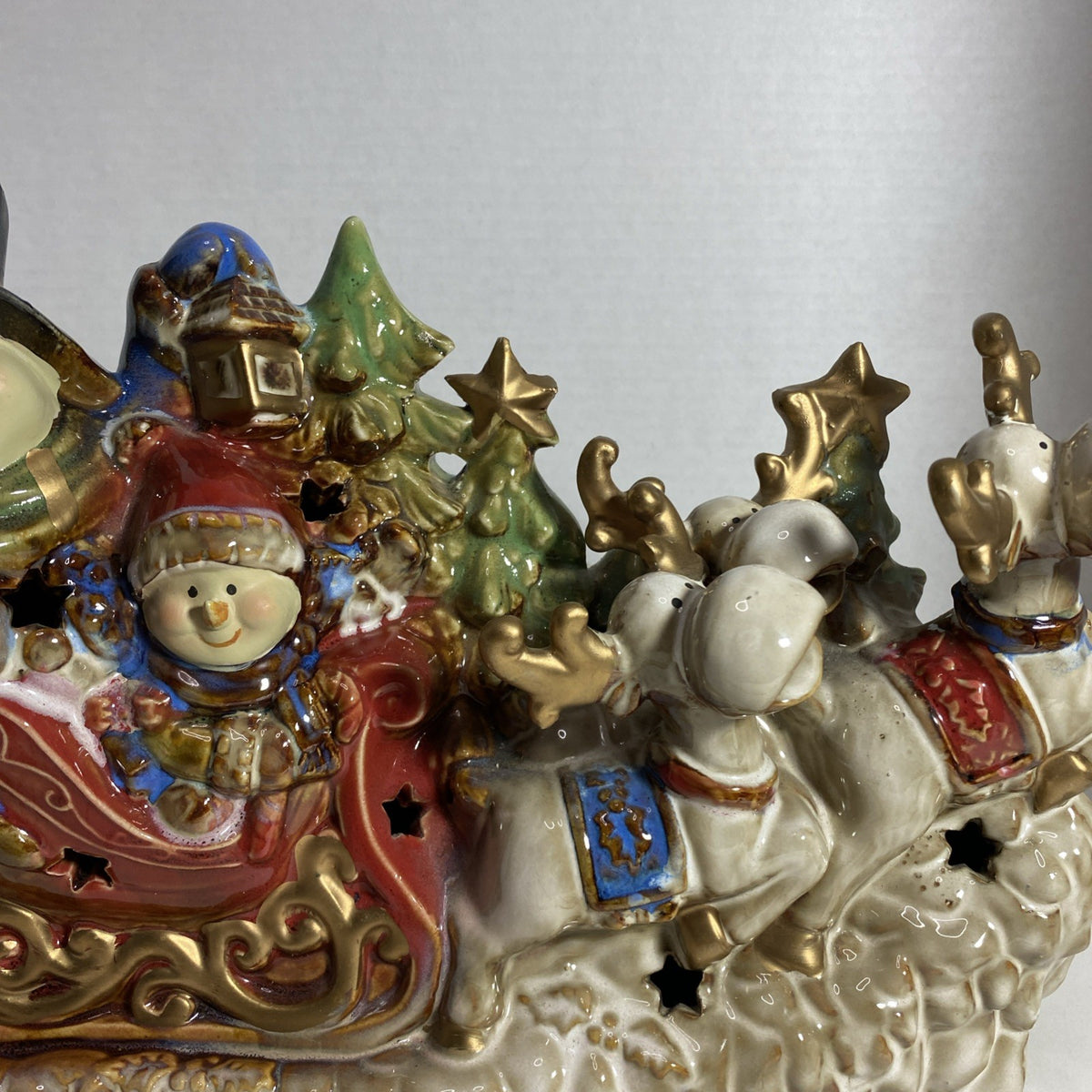 Kirklands Potter's Garden Snowman Sleigh Night Light Featuring Reindeer