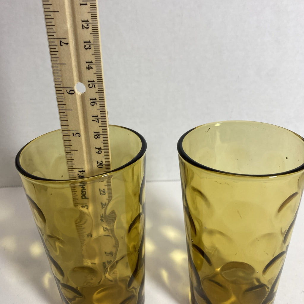 Hazel Atlas Dorado Bubble Drinking Glasses. Retro, Amber Colored, Set Of 2