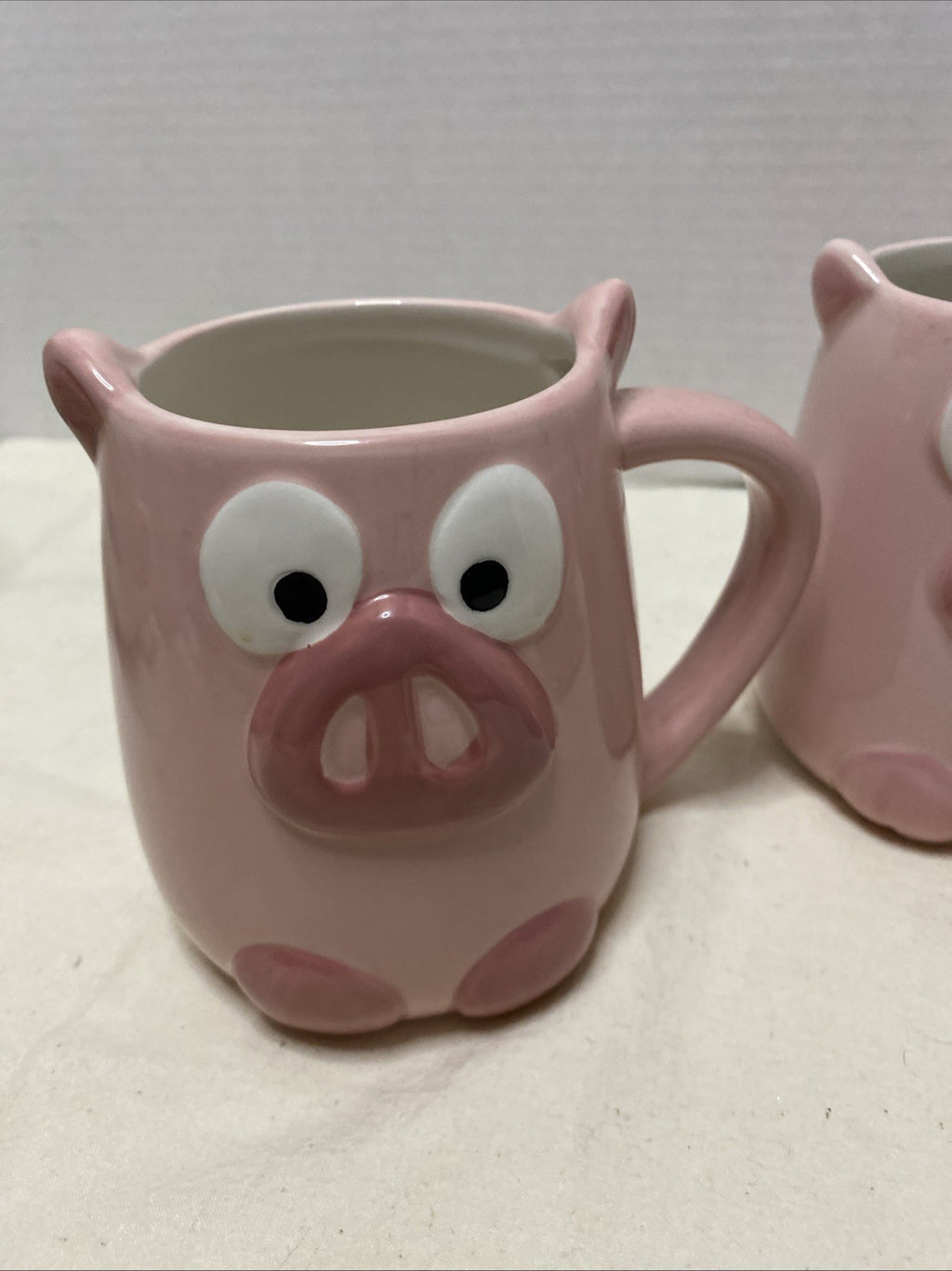 Pink Pig Mug 3D Piggy Shaped by Tag Figural Swine Collectible -Set Of 3