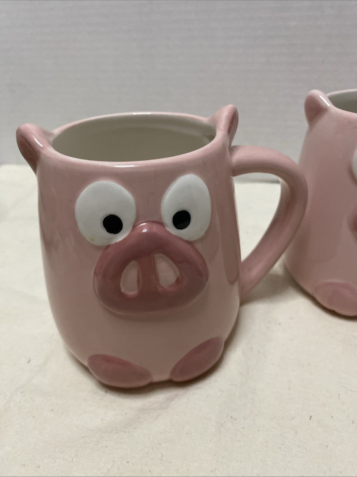 Pink Pig Mug 3D Piggy Shaped by Tag Figural Swine Collectible -Set Of 3