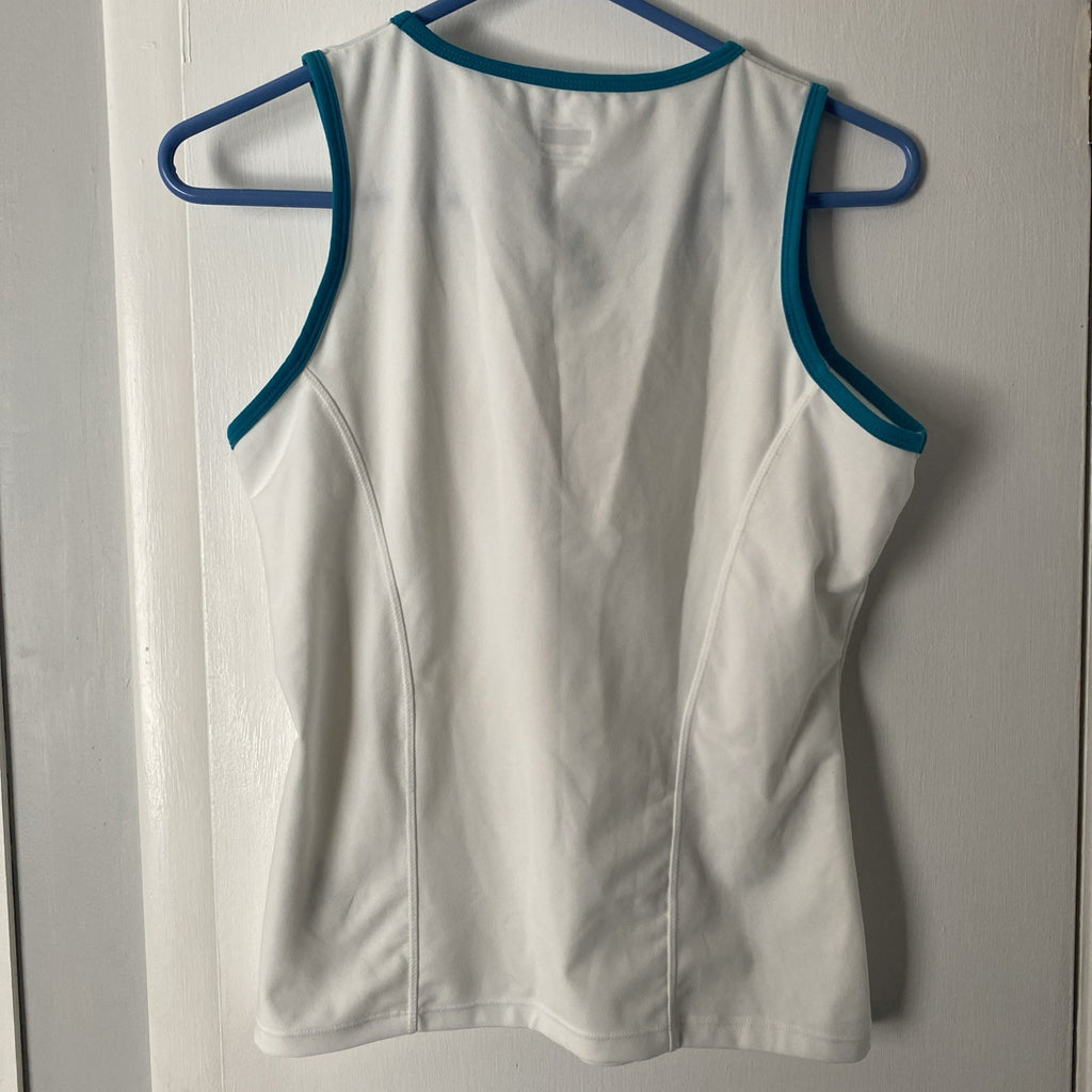 Nike Dri-Fit WM Small White Razor Back Workout Tank with Teal Trim Running