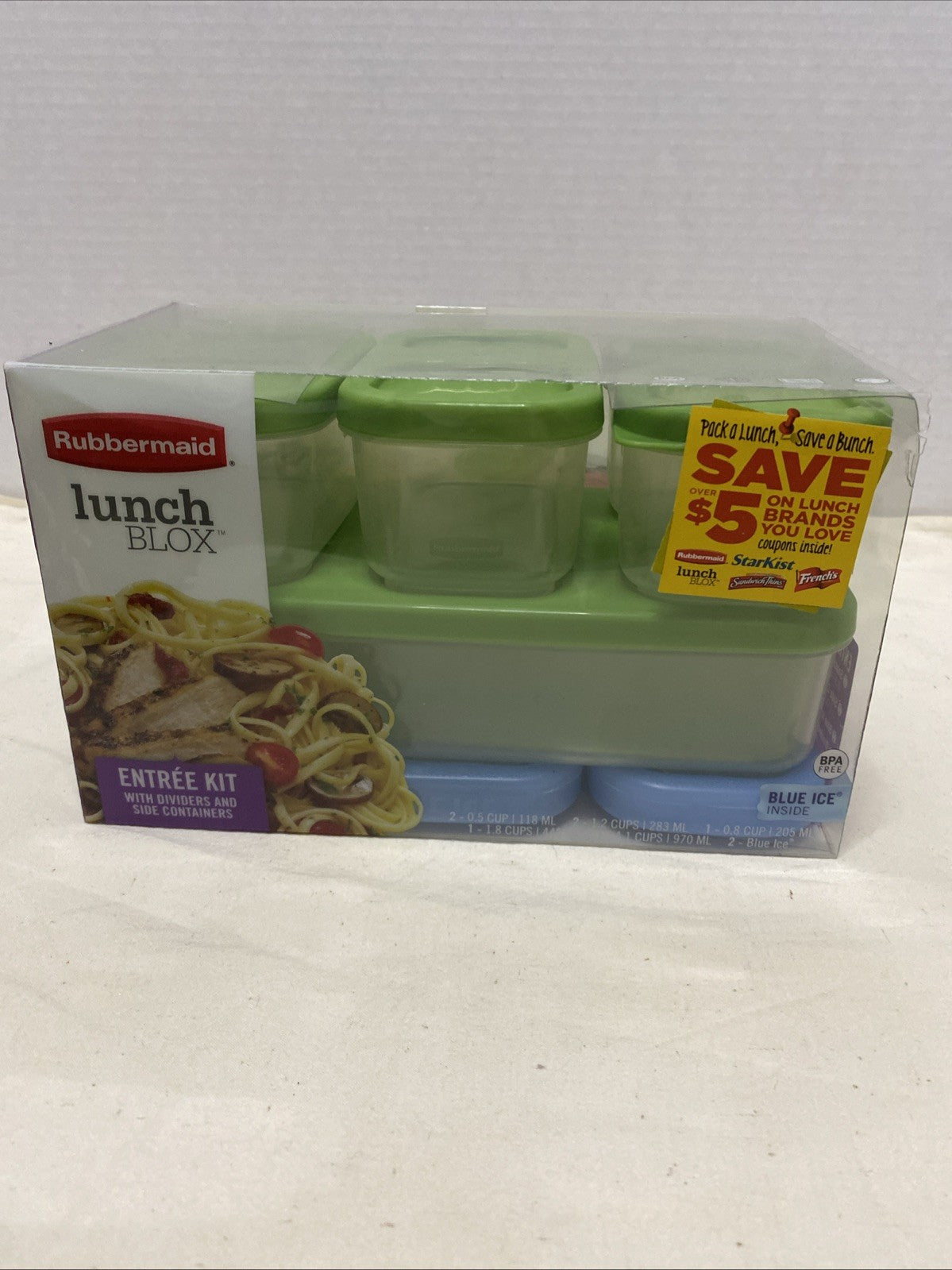 Rubbermaid Lunch BLOX Entree Kit w/Blue Ice Made in USA