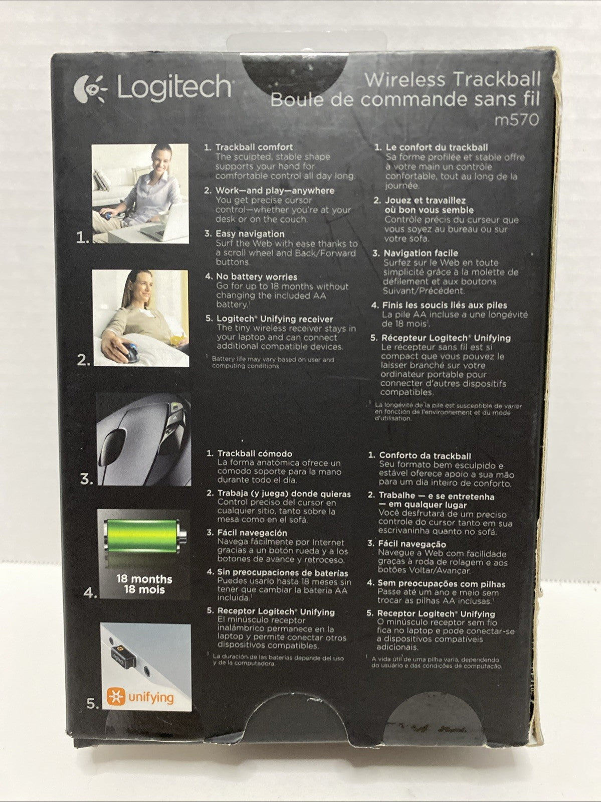 Logitech M570 Wireless Trackball Mouse – Ergonomic Design NEW SEALED 