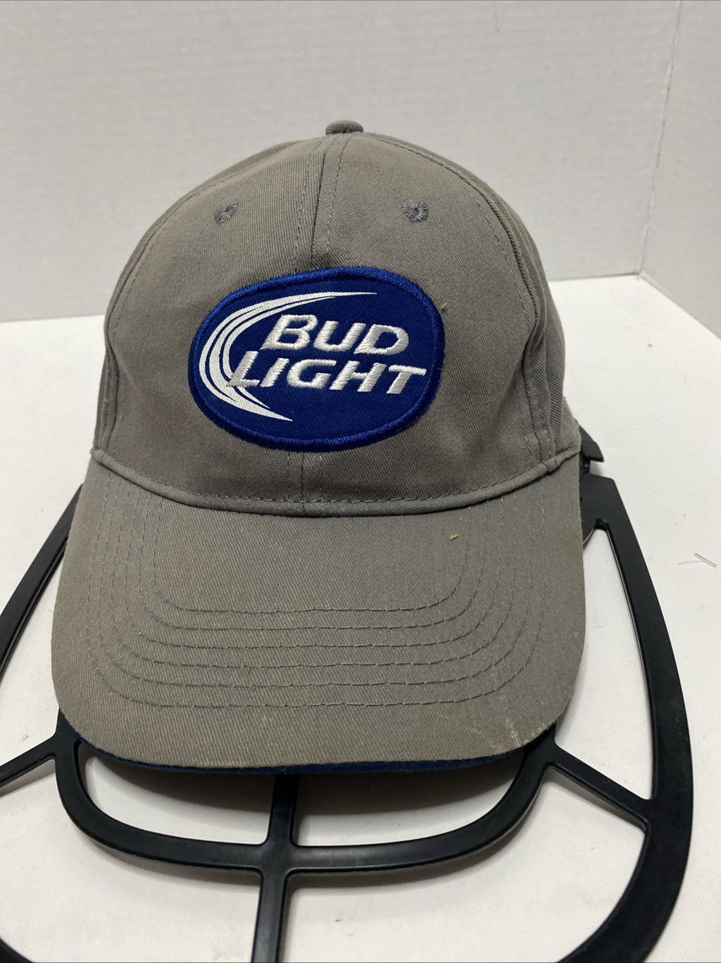 Bud Light Strapback Baseball Cap Gray One Size Adjustable Embroidered 6 Panel