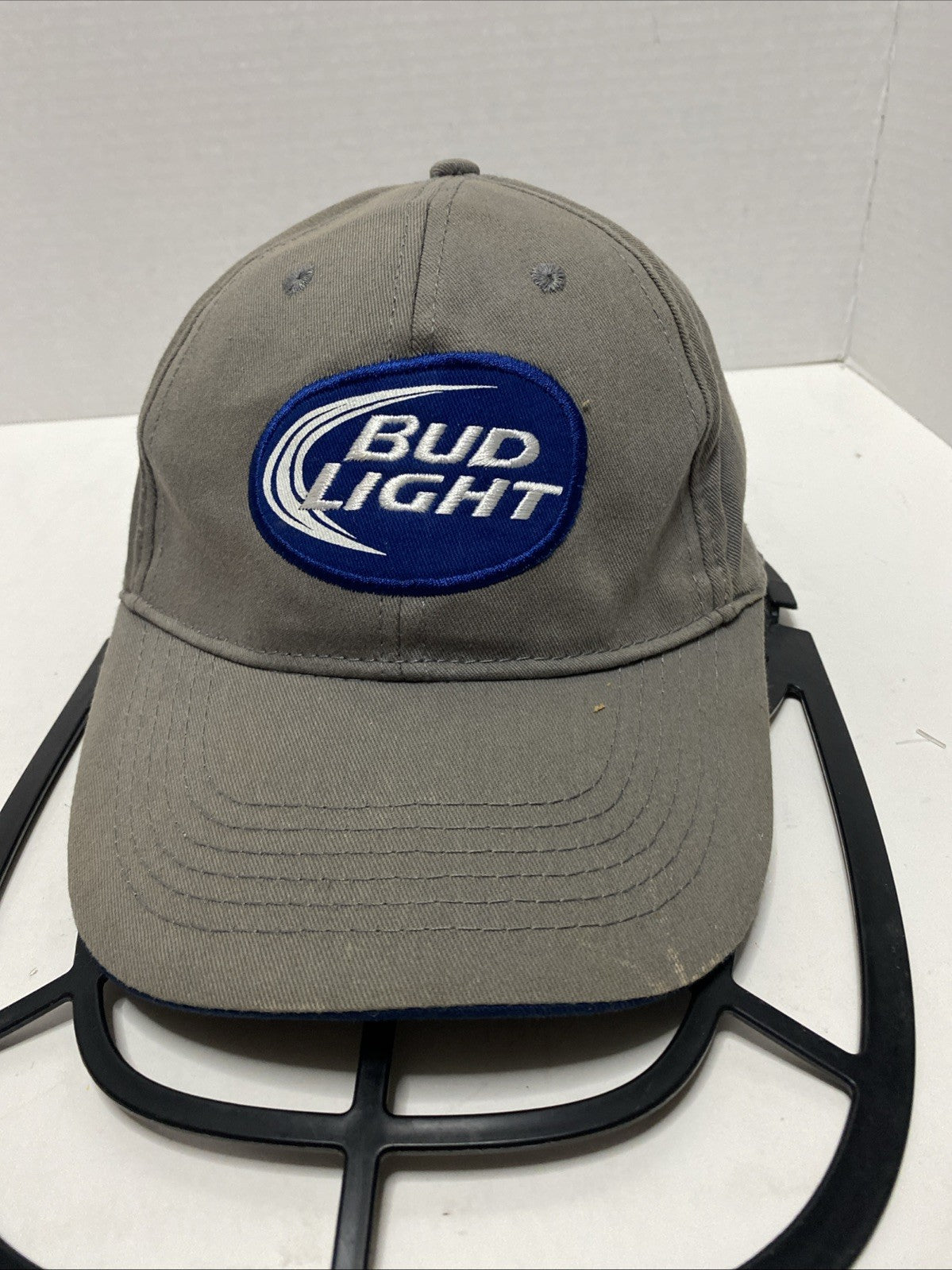 Bud Light Strapback Baseball Cap Gray One Size Adjustable Embroidered 6 Panel
