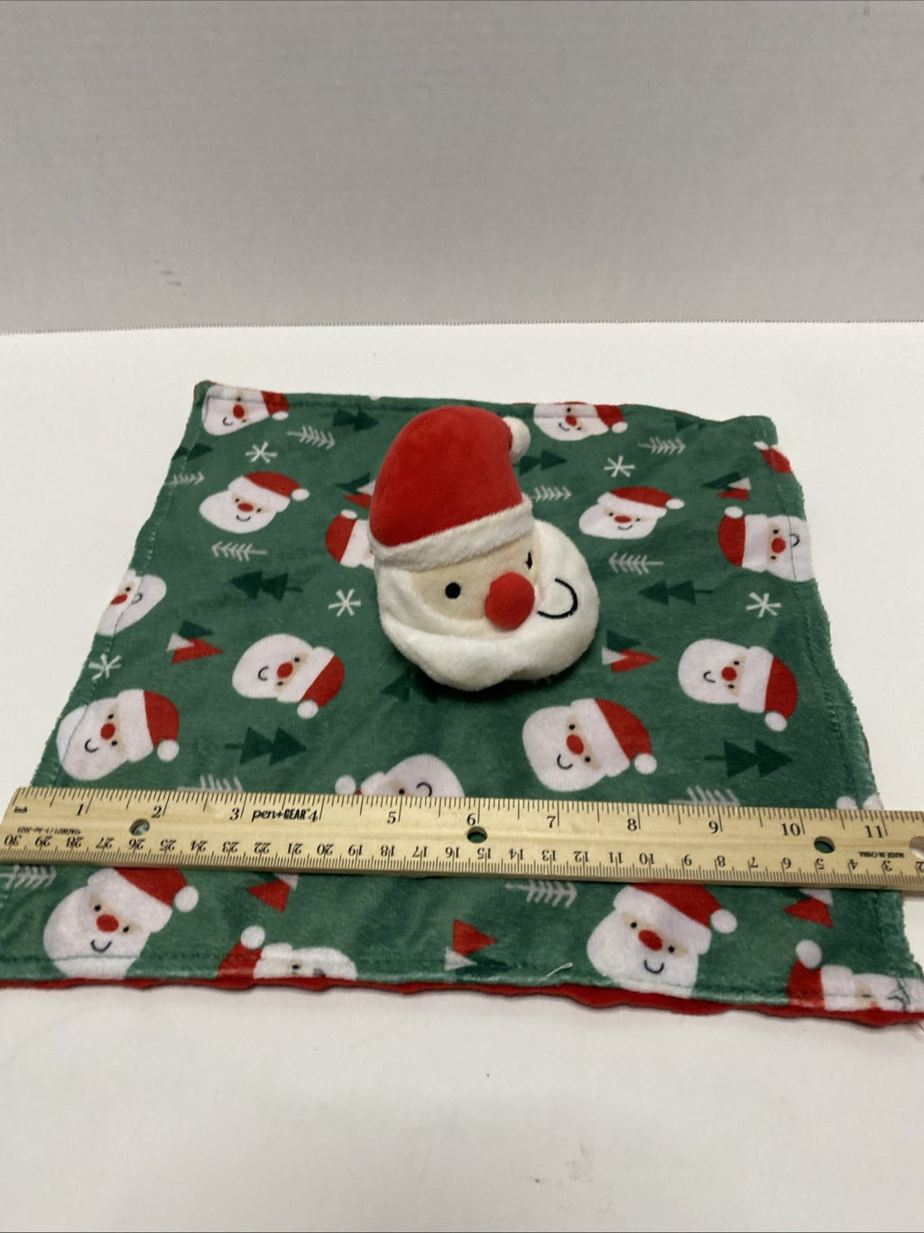 Santa Christmas Red White Trees Blanket Lovey Plush Toy