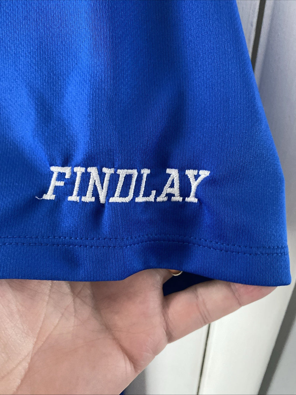Nike Men’s Dri-Fit Blue Polo Shirt Size XL “FINDLAY” On Sleeve