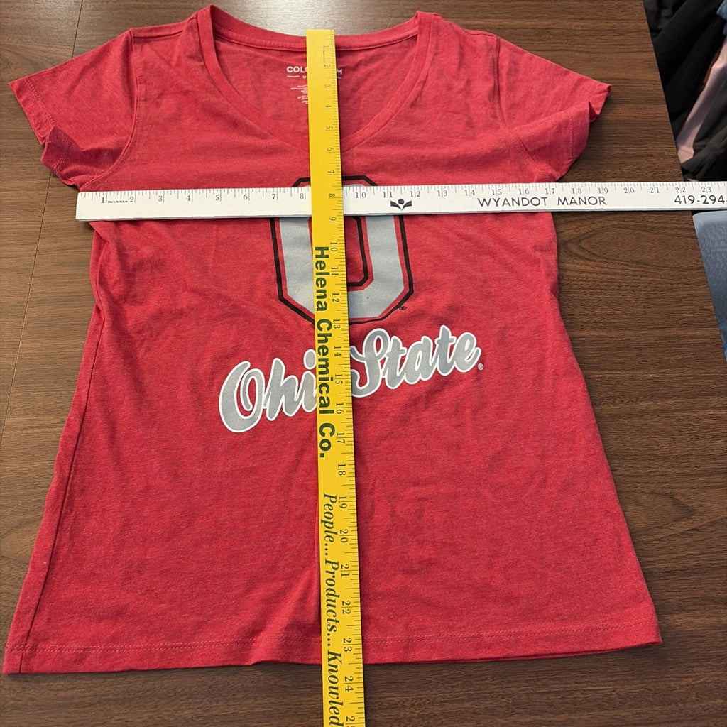 Ohio State Buckeyes V-Neck T-Shirt - Colosseum Women’s Medium Red Dual Blend