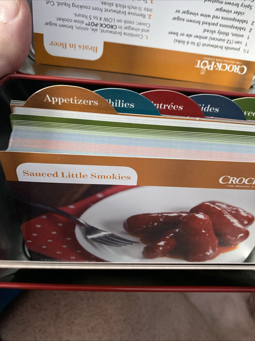 Crock-Pot Recipe Card Collection Tin, * Light Tarnish On Bottom Rim 6.5"x5"*Read
