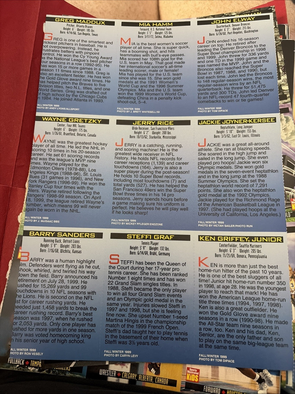 MIA HAMM RARE 1999 SI for Kids 10th Anniversary BGS Uncut Sheet Gretzky Graf